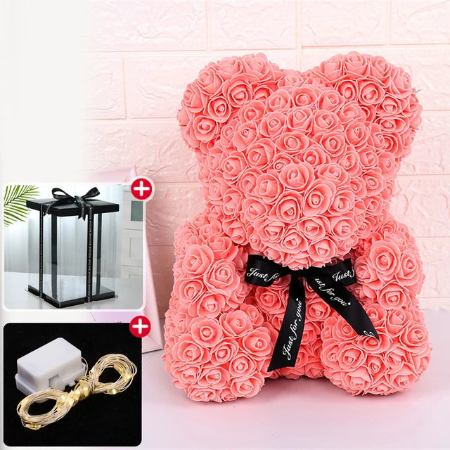 Gift Box: Illuminated Rose Teddy Bouquet