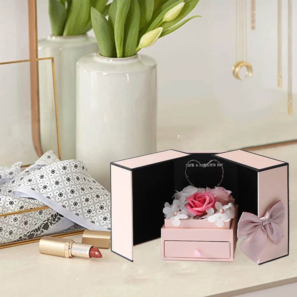 Gift Box: Elegant LED Rose Jewelry Gift Set Box