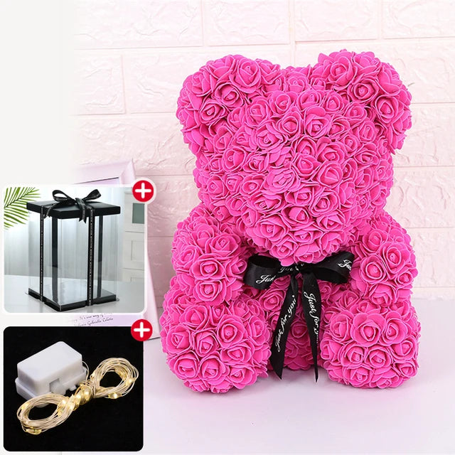 Gift Box: Illuminated Rose Teddy Bouquet