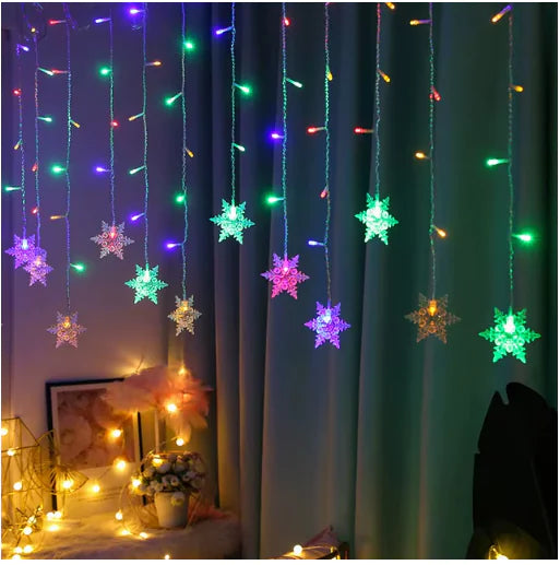 LED Lights: Snowflake Glow Curtain Lights - Holiday Decor