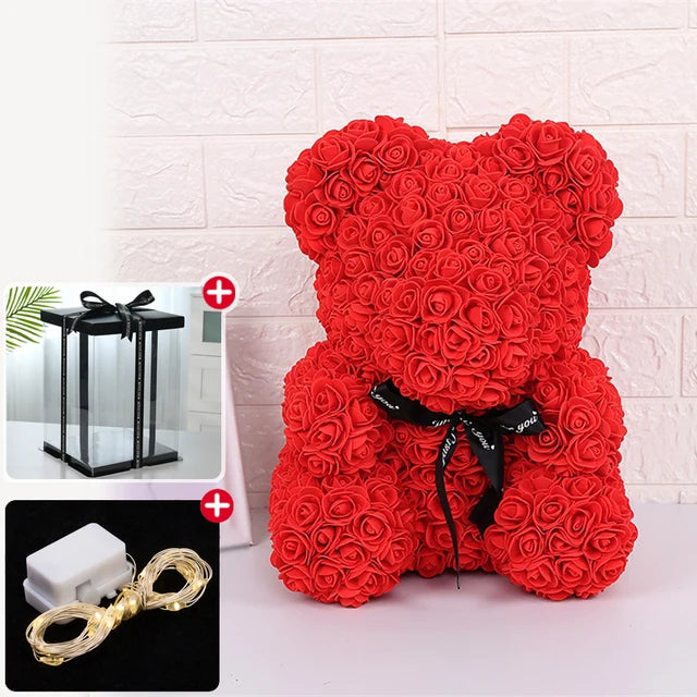 Gift Box: Illuminated Rose Teddy Bouquet