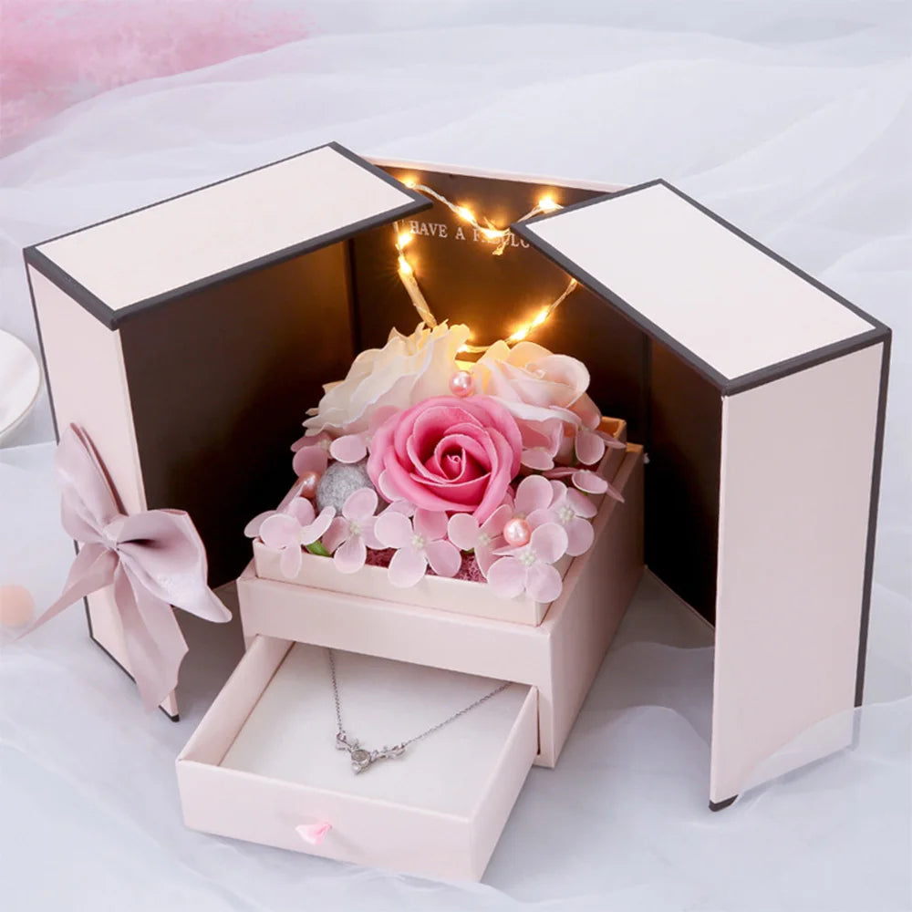 Gift Box: Elegant LED Rose Jewelry Gift Set Box