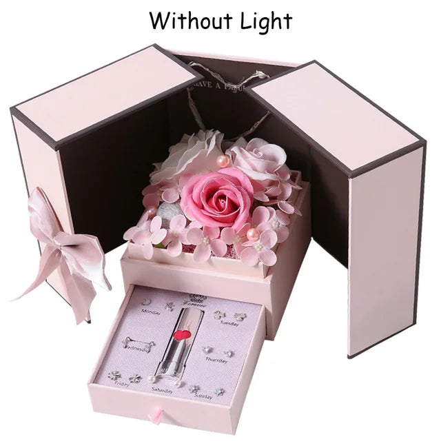 Gift Box: Elegant LED Rose Jewelry Gift Set Box