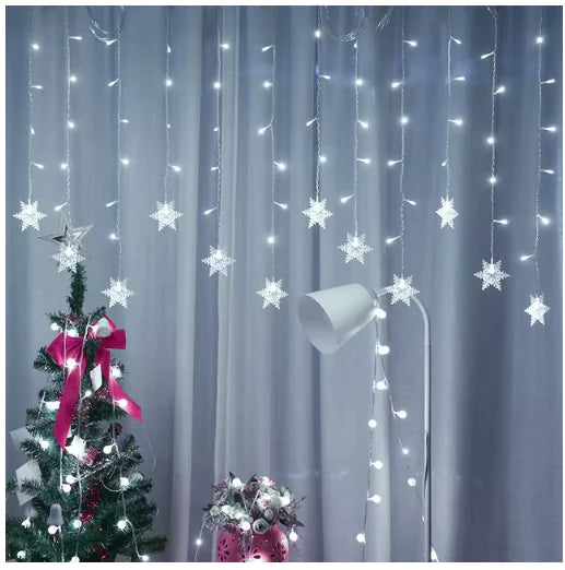 LED Lights: Snowflake Glow Curtain Lights - Holiday Decor