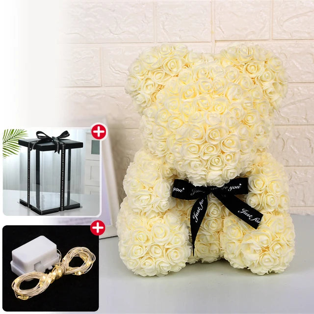 Gift Box: Illuminated Rose Teddy Bouquet