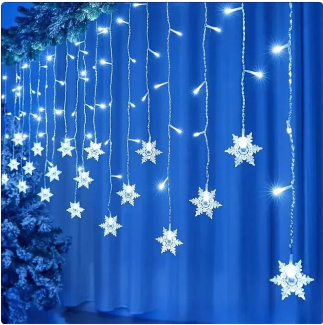 LED Lights: Snowflake Glow Curtain Lights - Holiday Decor