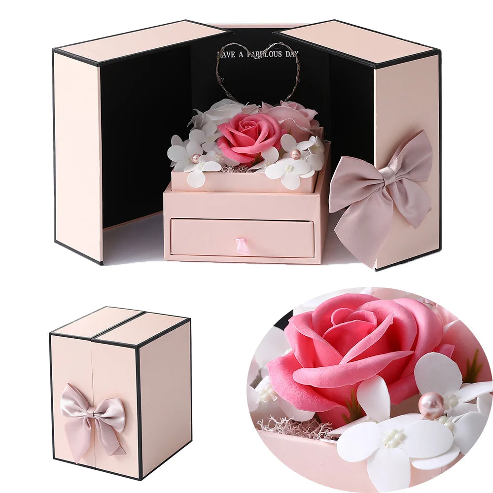 Gift Box: Elegant LED Rose Jewelry Gift Set Box