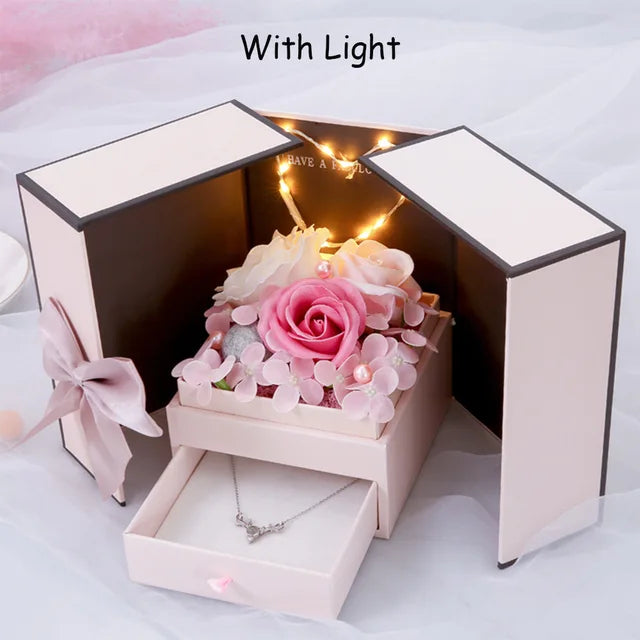 Gift Box: Elegant LED Rose Jewelry Gift Set Box