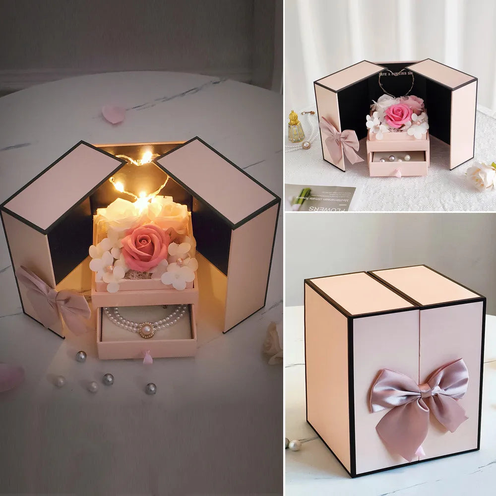 Gift Box: Elegant LED Rose Jewelry Gift Set Box